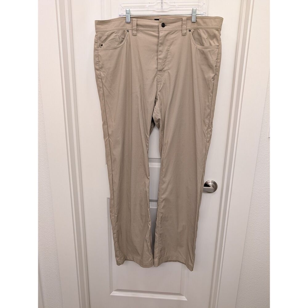 prAna Standard Fit Hiking Travel Pants Khaki Tan Men's Size 40x34 Stretch